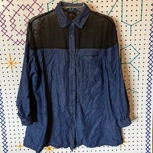 ASOS CURVE Chambray & Mesh Top size 16